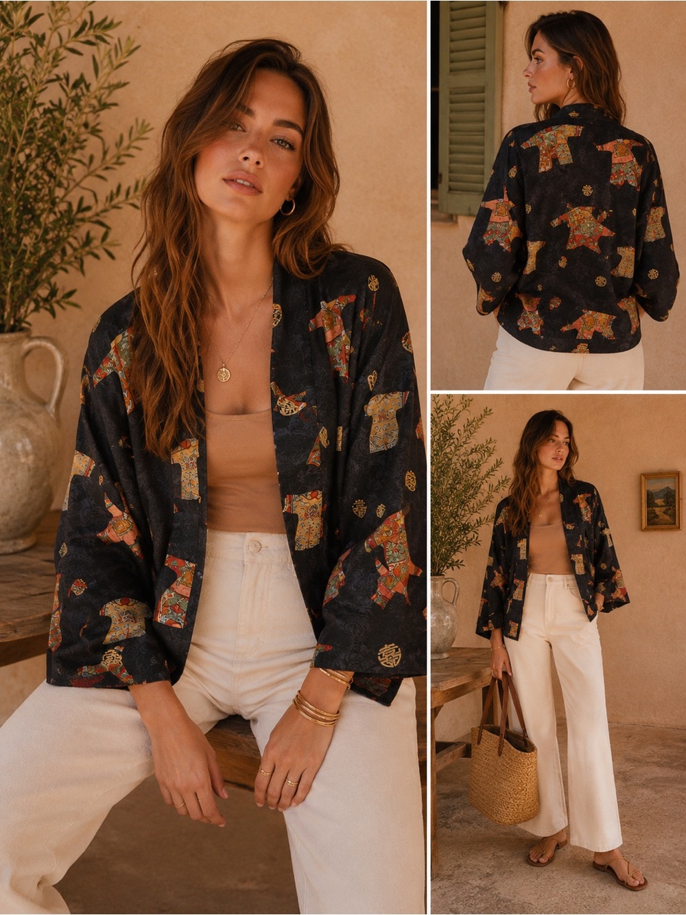 Vintage Silk Kimono Citron 2X Excellent Condition